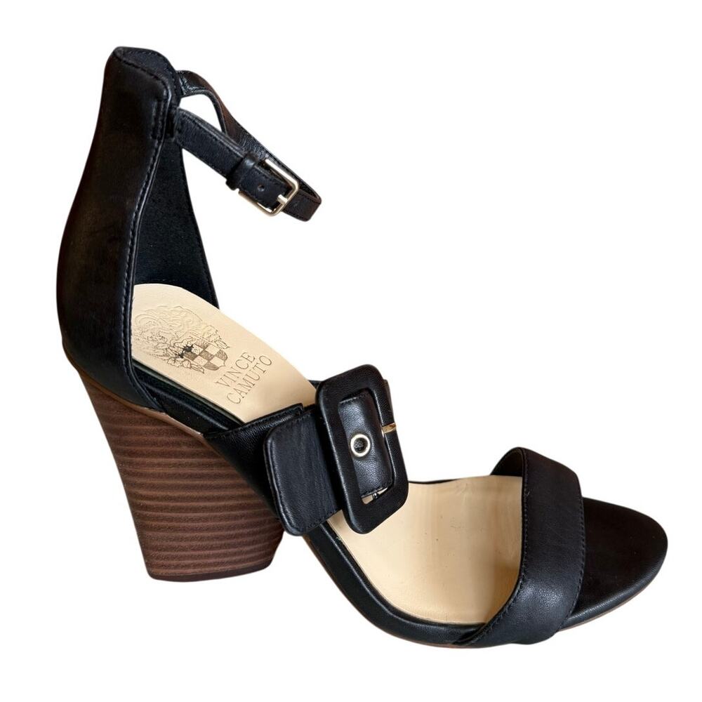 Vince Camuto VP Annzley Block Heel Sandals Black 7.5